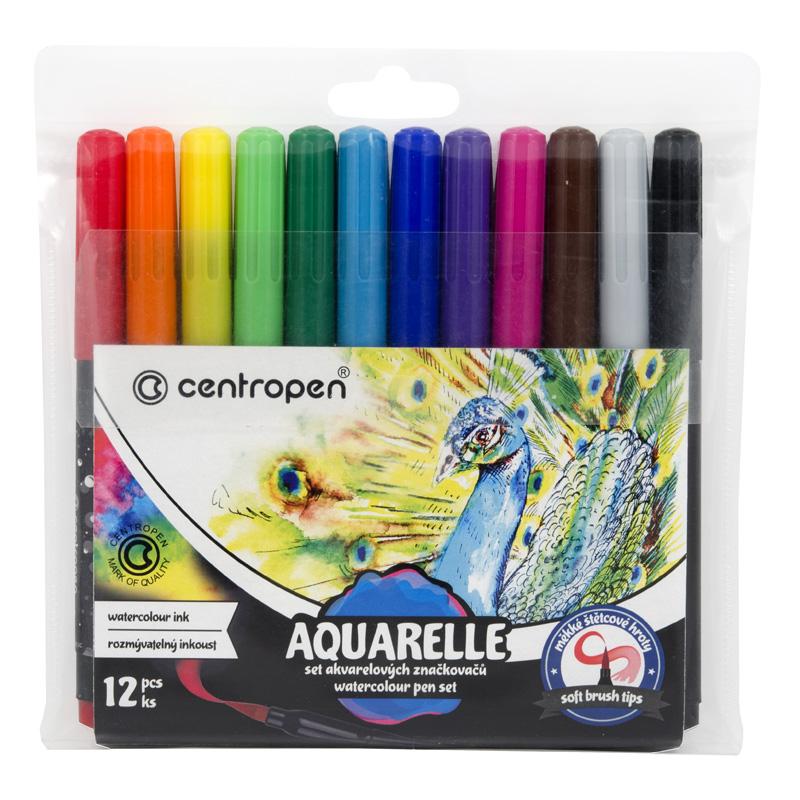 Фломастери акварельні CENTROPEN 8683/12, набір 12 шт.